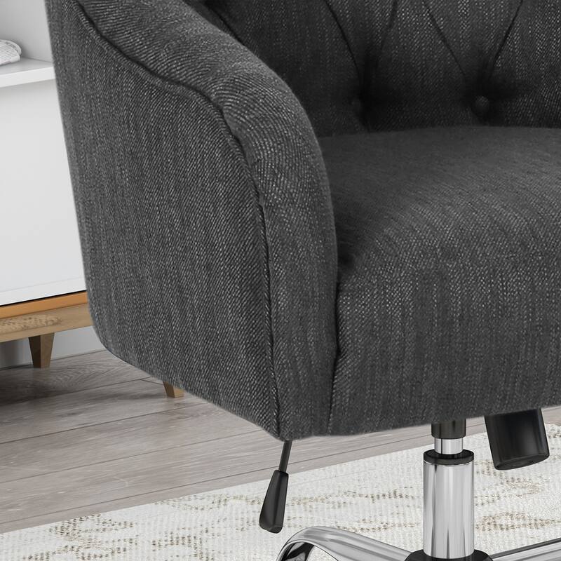 Button Tufted Diamond Stitching Office Chair Modern Swivel Chair with Upholstered Seat and Adjustable Height, for Office