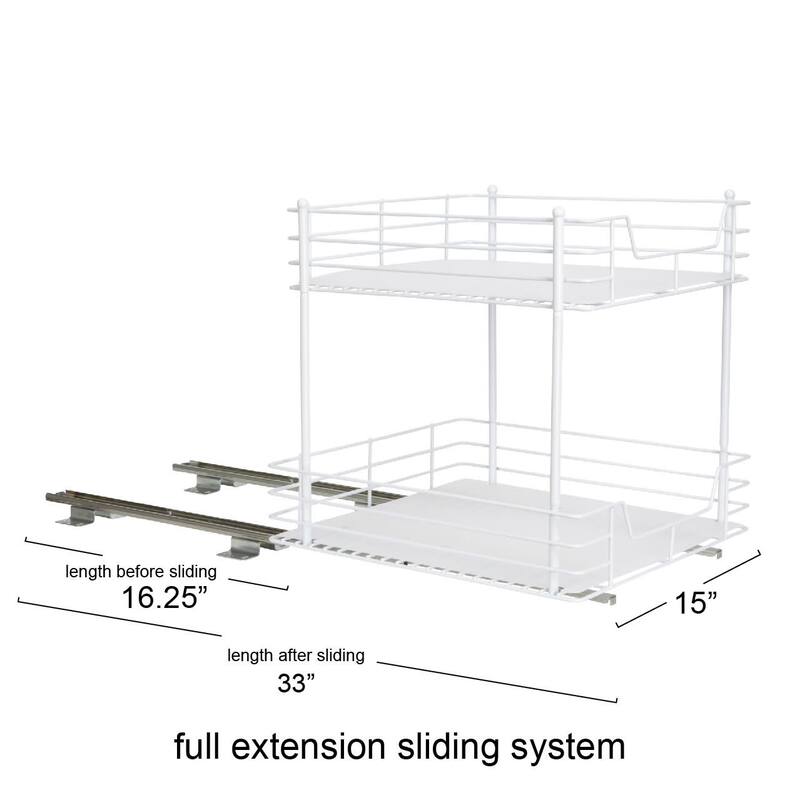 Household Essentials 2 -Tier Pull-Out/Slide-Out Storage Organizer with Plastic Liners