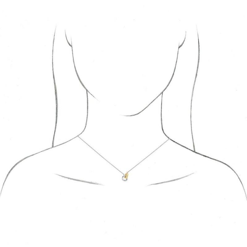 Curata 14k Two-tone Rose or White Gold 13.19x7mm Polished Interlocking Rings 18" Necklace