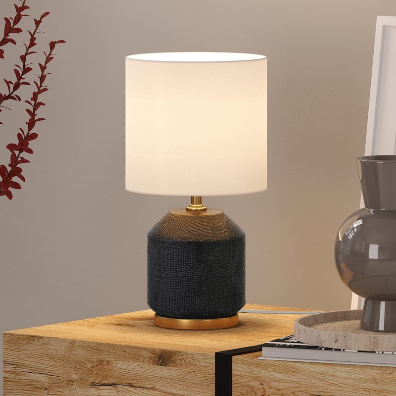 Esther 15" Tall Textured Ceramic Mini Lamp with Fabric Shade - 5.5" Wide