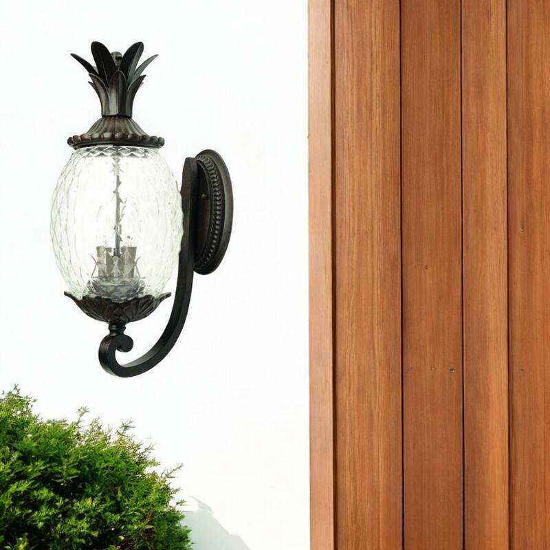 Glass Pineapple Lantern Flush Mount Light Aluminum Dimmable - 12.50” x 9.50” x 21.75” (D x W x H)
