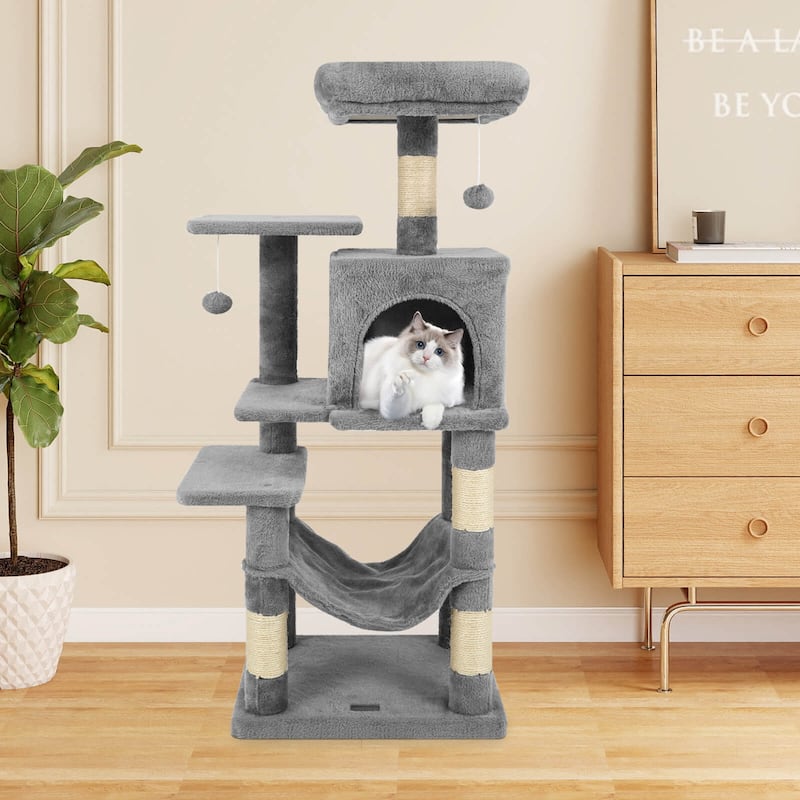 Costway 44” Tall Multi-level Cat Tree with Cushion Top Perch, - See Details