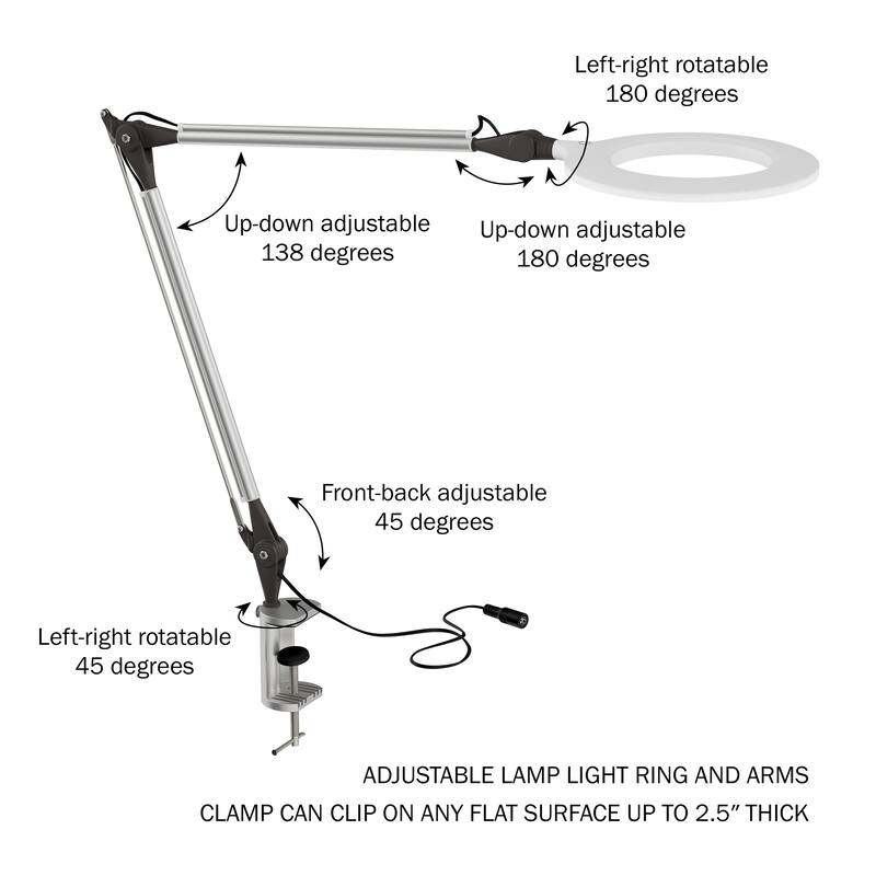 Lavish Home Swing Arm LED Desk Lamp with Clamp - 26 x 7.5 x 17.5