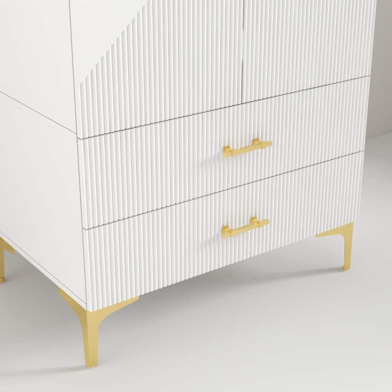 2 Door 2 Drawers, White Armoires, Wardrobe Cabinet, Suitable for Wardrobes in Bedrooms, Offices