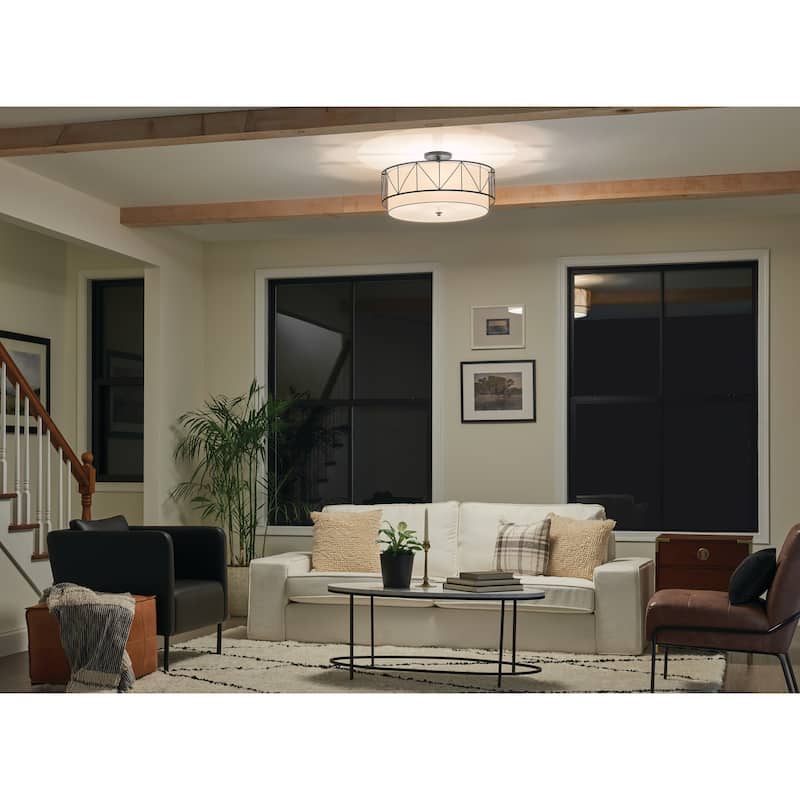 Birkleigh 24 in. 4-Light Black Semi-Flush Mount Ceiling Light