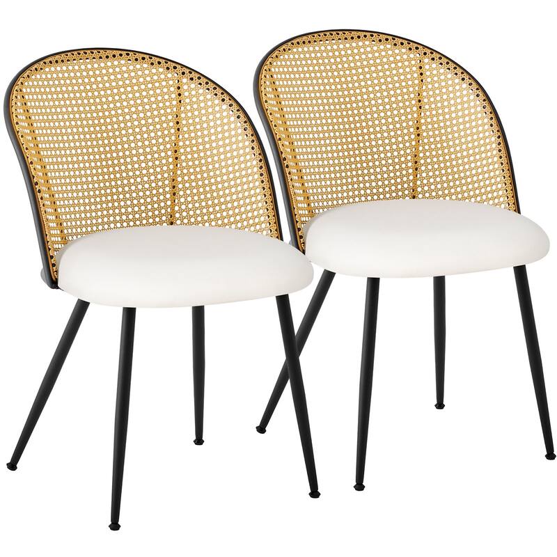 Modern Upholstered Rattan Dining Chairs Set of 2/4