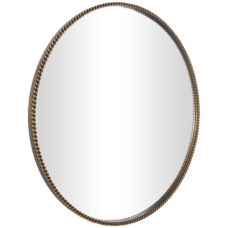 Metal Room Wall Mirror with Linked Chain Frame - Gold - Roche River Decor