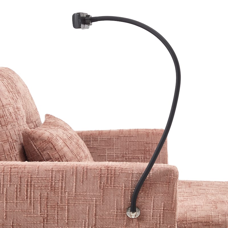 Multifunctional Lazy Person Sofa Recliner,Storage Backrest With Cell Phone Bracket Chenille Single Leisure Chair