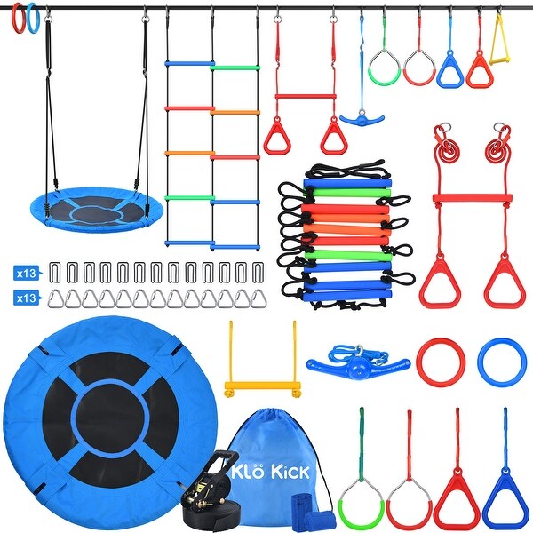 Hapfan 65ft Ninja Warrior Obstacle Course for Kids with