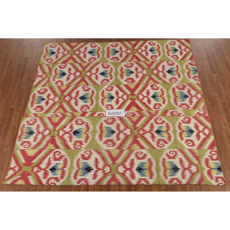 All-Over Kilim Oriental Area Rug Hand-Woven Wool Carpet - 8'2"x 10'10"