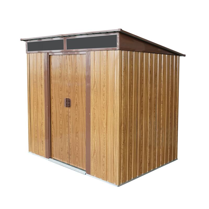 Rustproof Galvanized Steel Storage Shed Garden Shed with Sliding Lockable Doors & Tilted Roof Waterproof Tool Shed