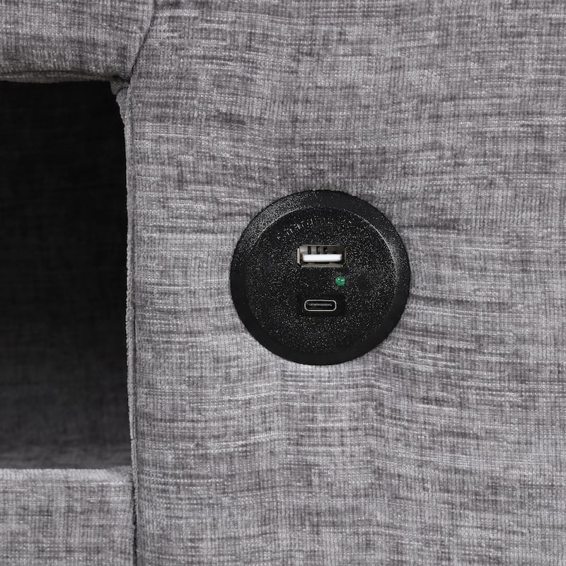 Grey 90.6'' L-Shaped 6-Seat Modular Sofa with Built-In Storage and USB Ports