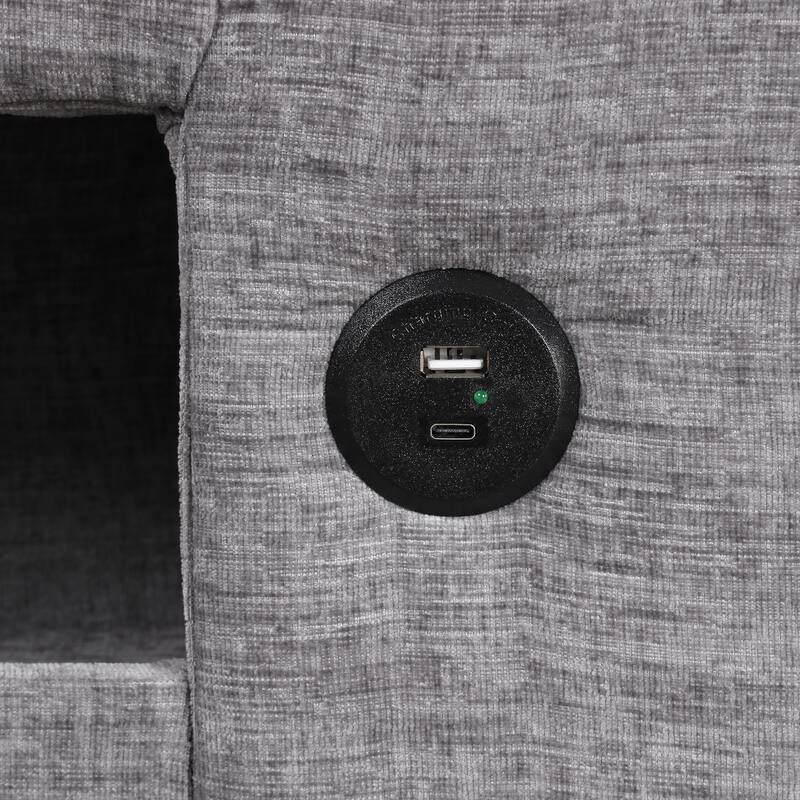 Grey 90.6'' L-Shaped Modular 6 Seater Sectional Sofa with Storage, USB Ports & Cup Holders, for Living Room or Office