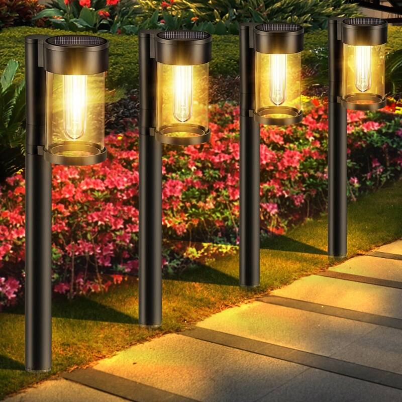 Solar Pathway Lights Outdoor, 10 Pack Metal & Glass Solar Lights Outdoor - 10 pack