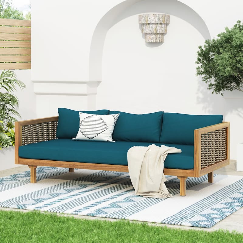 3 Seater daybed with Rattan arms - Teal