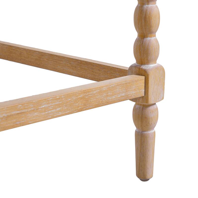 Roomfitters Solid Acacia Wood Counter Stools with Upholstered Seat, Open Back, Natural Set of 2