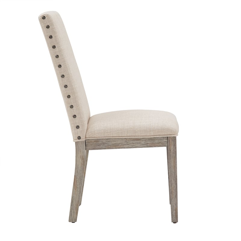 Voyager Nailhead Accent Parson Linen Dining Chair (Set of 2) by iNSPIRE Q Artisan