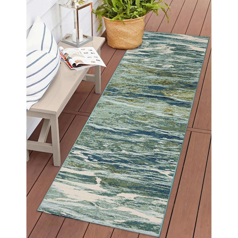 Liora Manne Marina Caribe Indoor/Outdoor Area Rug - 1'11" x 7'6" - Sea