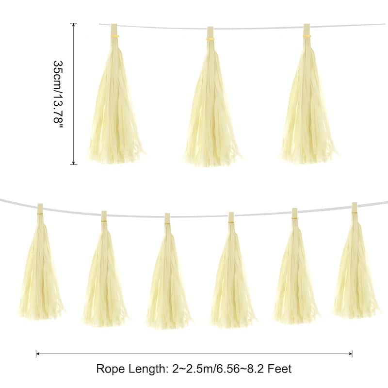 20Pcs Tassel Garland Banner with Rope - Cream