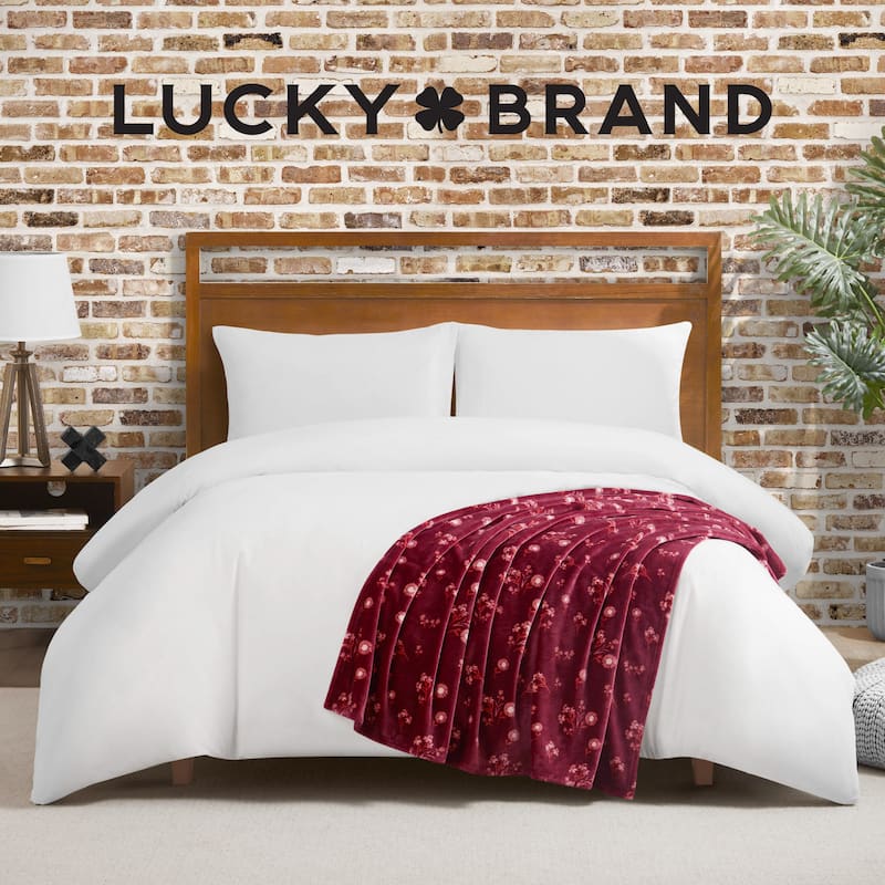 Lucky Brand Daisy Plush Throw Blanket