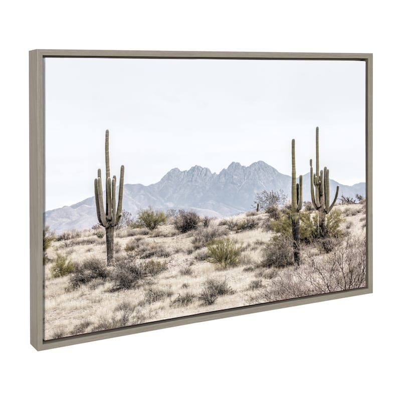 Kate and Laurel Sylvie Saguaro Canvas by The Creative Bunch Studio - 23x33 - Plastic - Grey