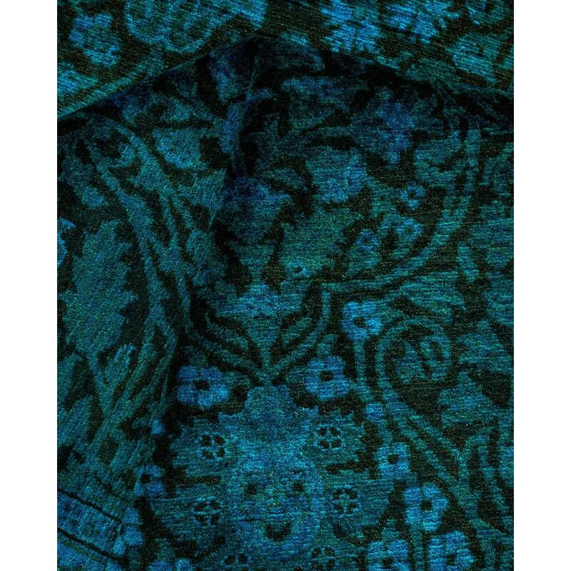 Overton Hand Knotted Wool Vintage Inspired Modern Contemporary Overdyed Blue Runner Rug - 2' 7" x 8' 2"