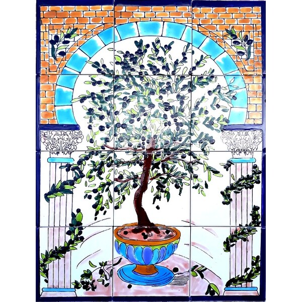 18" x 24" 45cm x 60cm Ceramic tile art Mosaic wall mural Panel vase BACKSPLASH 
