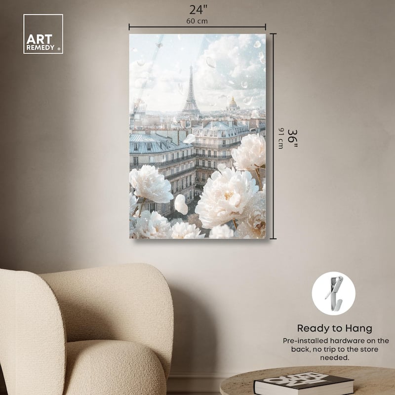 Peonies Over Paris Acrylic by Art Remedy, Ready to Hang
