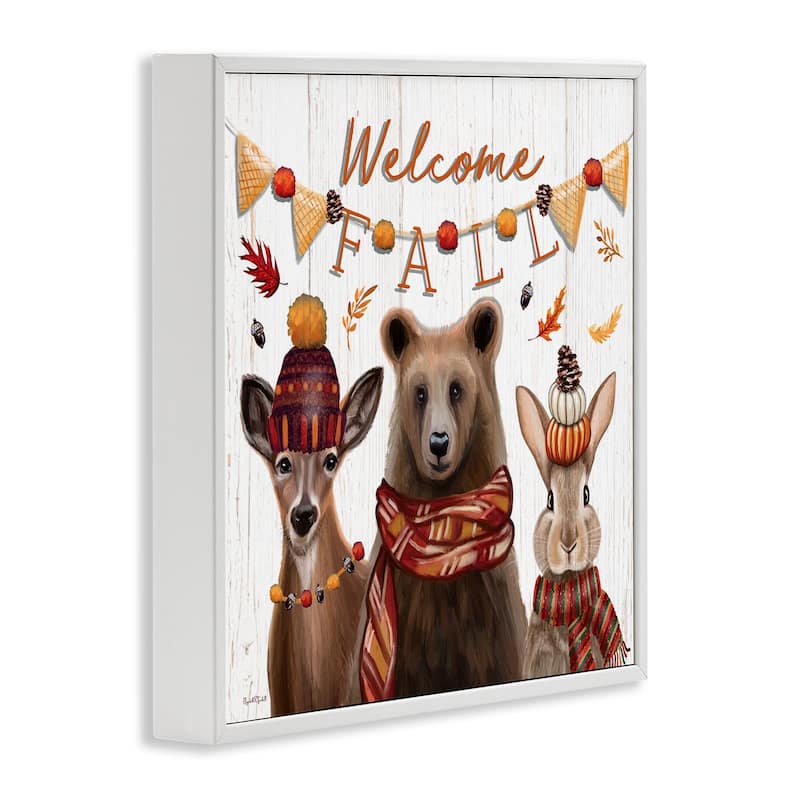 Stupell Welcome Fall Woodland Animals Framed Giclee Art Design By Elizabeth Tyndall