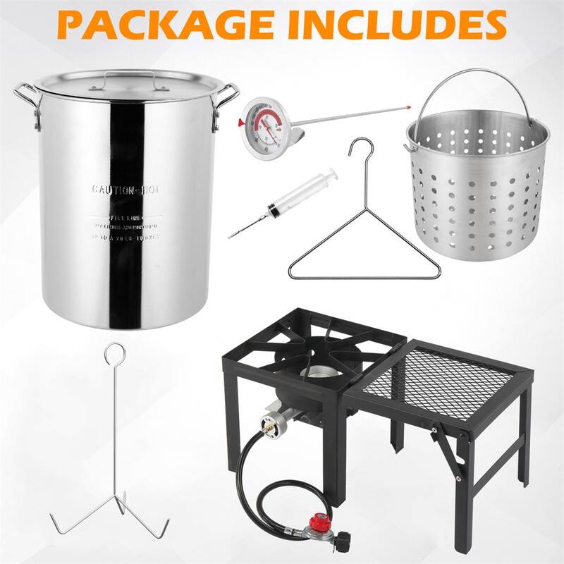 30QT Aluminum Turkey Fryer With Propane Gas Stove And Foldable Side Table - N/A
