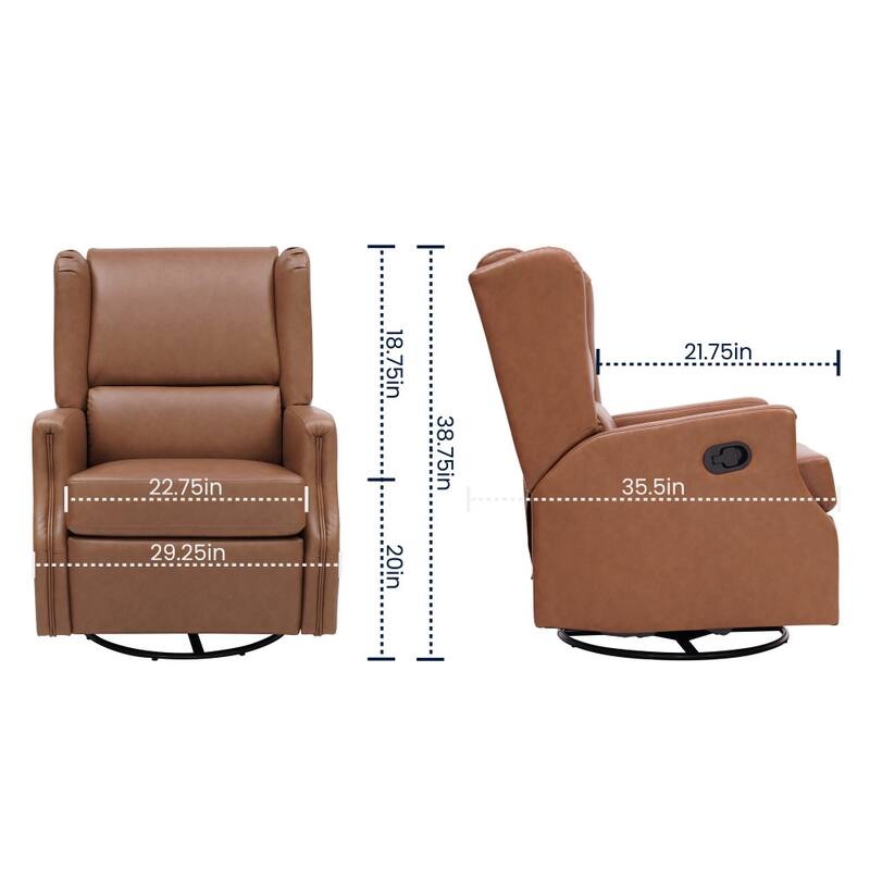 Wingback Manual Rocking Glider Recliner Chair with 360 Swivel