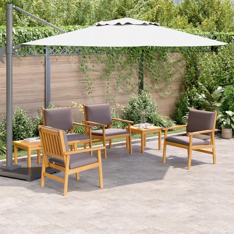 vidaXL 3/4/5/6 Piece Garden Sofa/Dining/Bistro Set with Cushions Solid Wood Acacia - Anthracite form-3