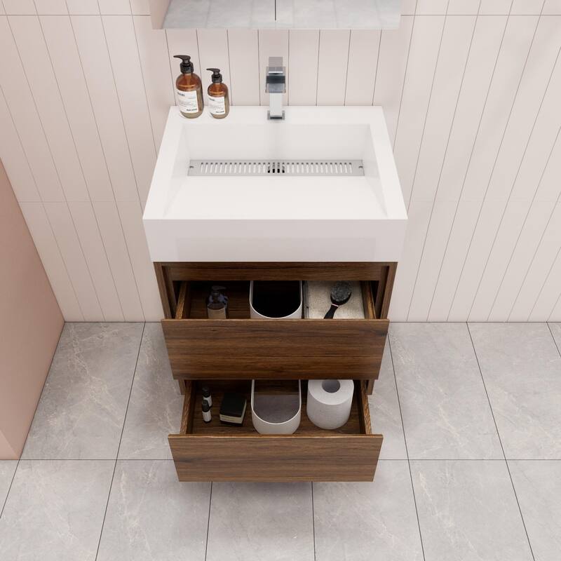 Victoria 24" Wall Mounted Modern Vanity with Acrylic Sink