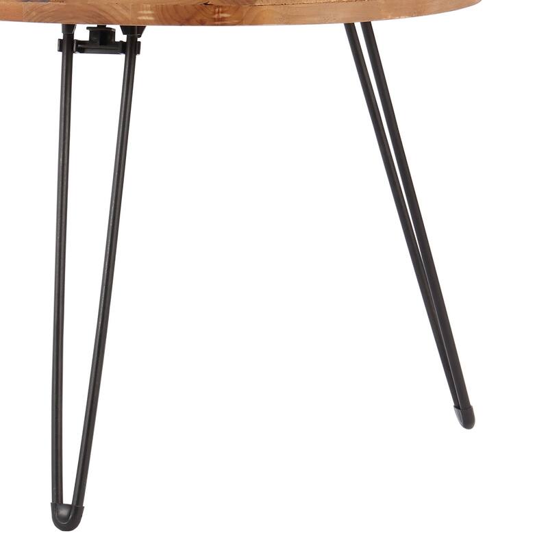 Classic Farmhouse Style Wooden Coffee Table with Foldable Metal Legs