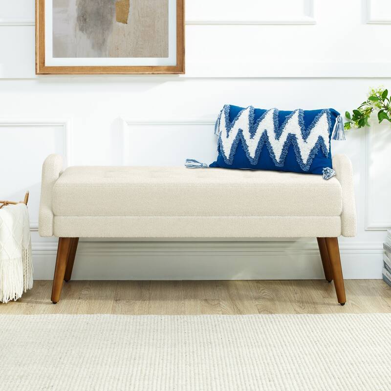 Anmytek Trendy Comfy Multi-Use Living Room Bench - Looped Yarn Fabric Soft Cushion