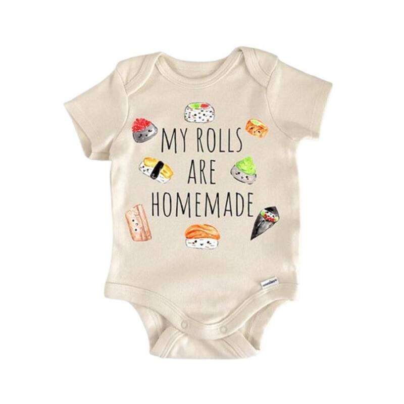 Sushi Foodie Food Rolls - Baby Boy Girl Clothes Infant Bodysuit Funny Cute Newborn - Blue - 0-3M