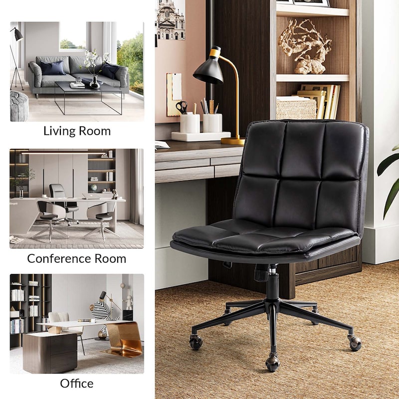 Judy Mid-century Modern Oversize Faux Leather Swivel Tilting Task Office Chair By HULALAHOME