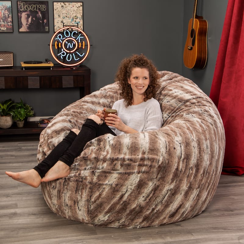 Jaxx Faux-Fur 6 Ft Giant Cocoon Bean Bag Sofa For Adults