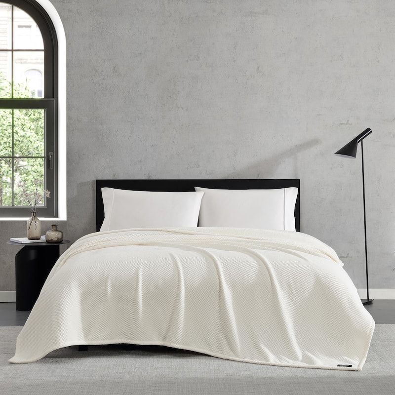Vera Wang Chenille Jacquard Solid Reversible Blanket - Beige - Full - Queen