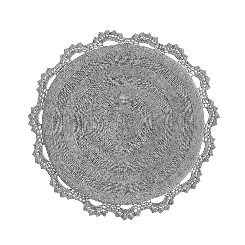 MH London Winchester Cotton Round Bathroom Rug - Soft Bath Mat