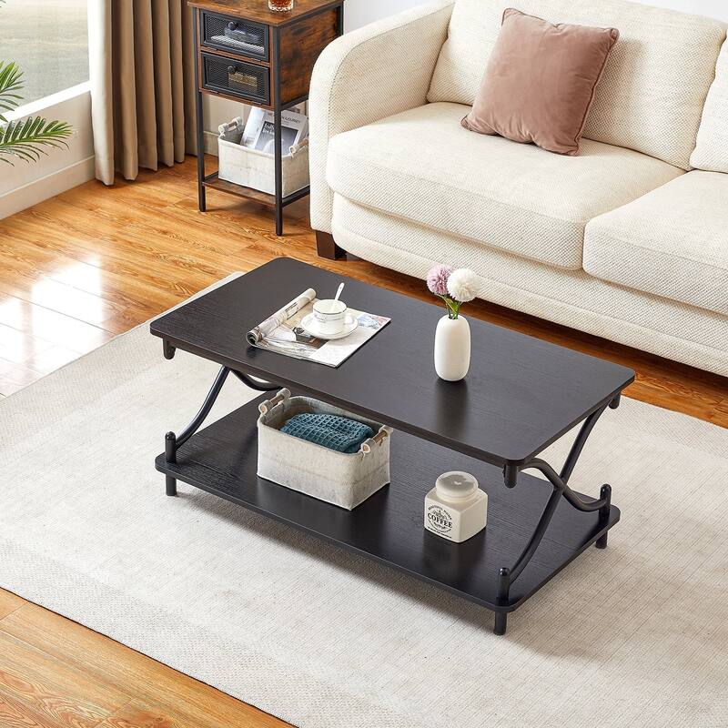Javlergo Modern 3 Piece Coffee Table Set for Living Room Includes Wood Coffee Table and End Table Set