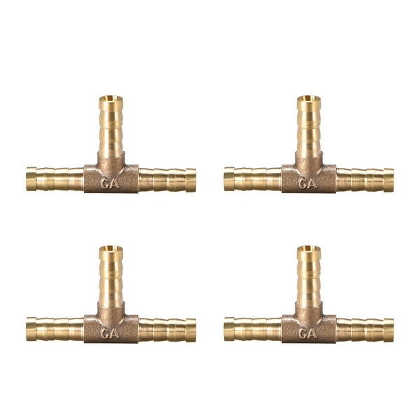 15/64" Brass Barb Hose Fitting Tee 3Way Connector Joiner Air Water Fuel Gas 4pcs - 6mm 4pcs