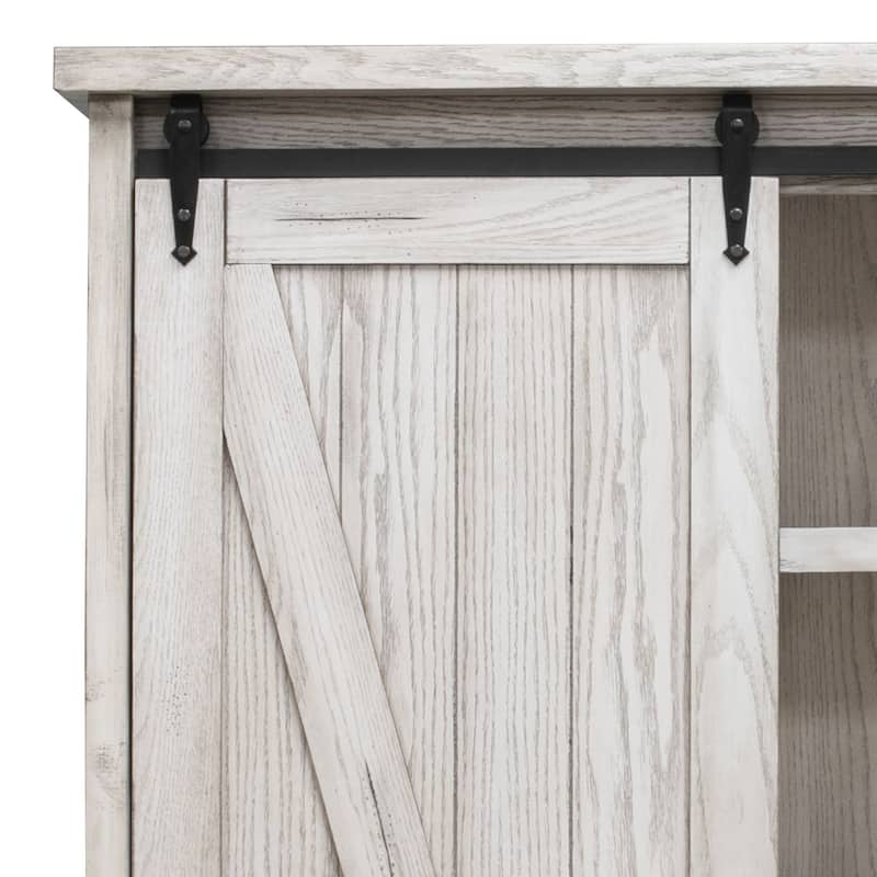 Avondale 60" TV Console, Barn Door Entertainment Stand, Wood Accent Cabinet, Brown