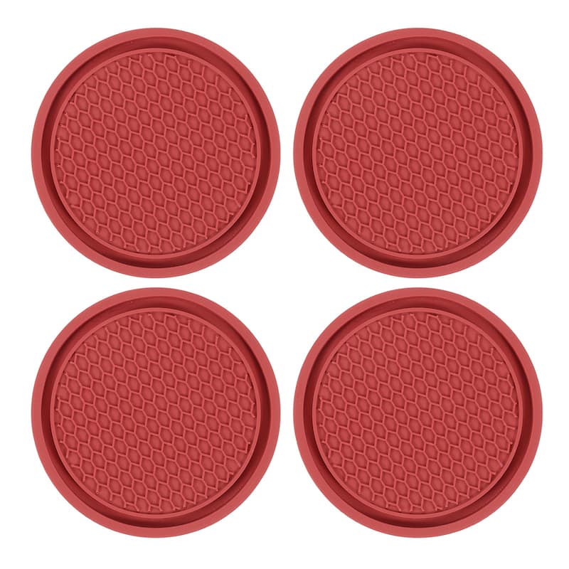 4pcs Car Cup Coasters PVC Car Cup Mats Non-Slip Universal Cup Holder - 2.76"