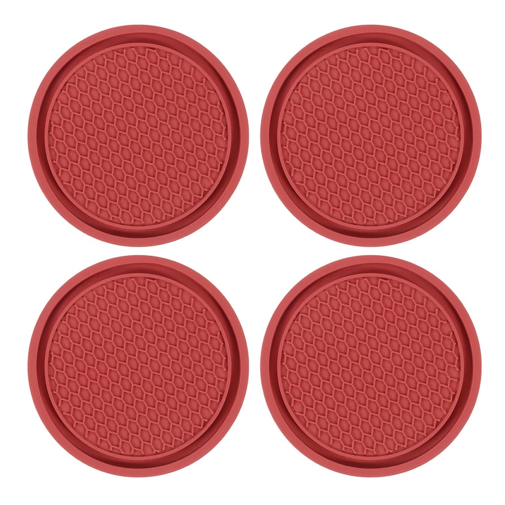 4pcs Car Cup Coasters PVC Car Cup Mats Non-Slip Universal Cup Holder - 2.76"