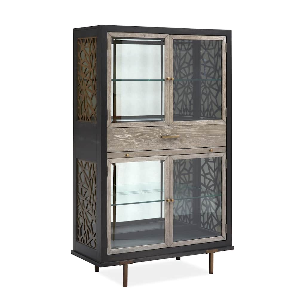 Magnussen Home Ryker Nocturn Black And Coventry Grey Display Cabinet - 42''W x 18''D x 69.38''H