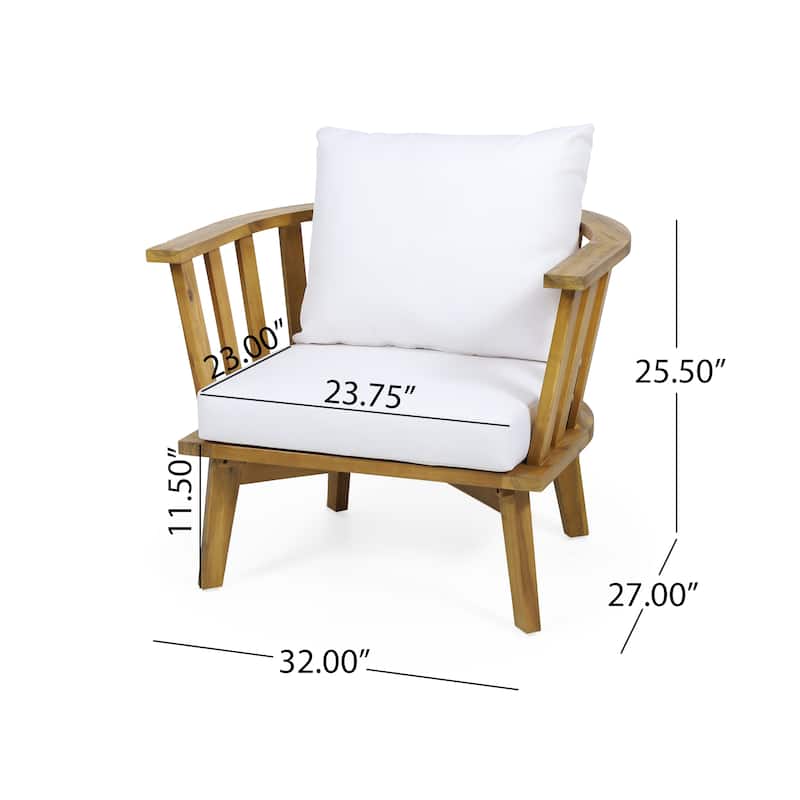 Set of 2, Outdoor Acacia Wood Patio Club Chair white