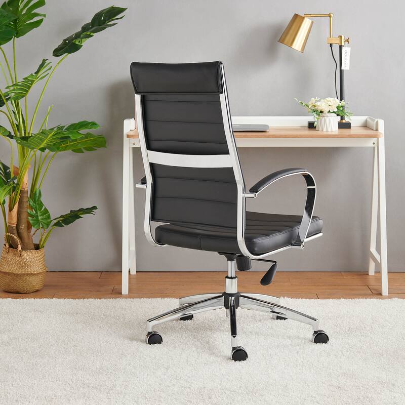 LUXMOD® Office Chair Faux Leather Silver Frame Adjustable and Swivel