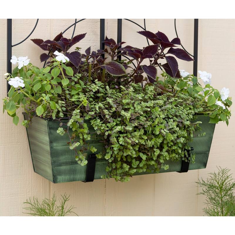 Achla Designs 24" W Medium Galvanized Steel/Wrought Iron Indoor Oudoor Bloom Box Garden Growing Kit