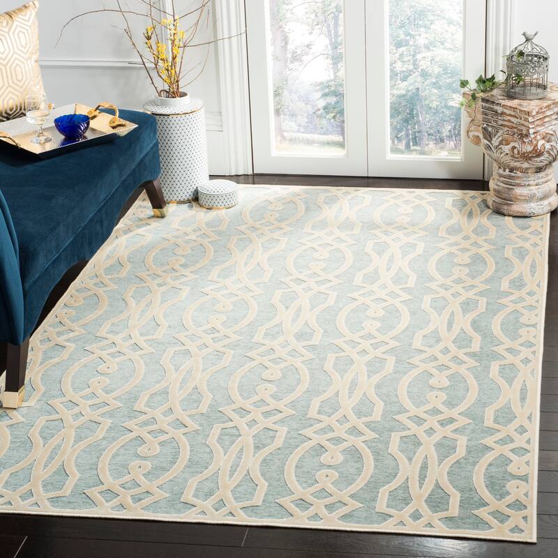 Martha Stewart by SAFAVIEH Villa Screen Viscose Rug - 4' x 5'7" - Rainwater